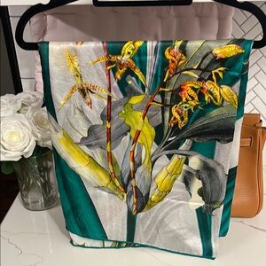 Large Elegant Floral Silk Scarf
